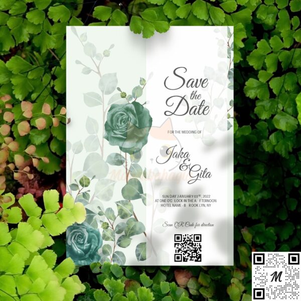 Isi undangan murah premium Green Flower and Leaf
